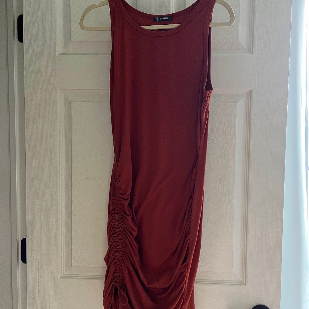 Casual Fitted Burnt Orange Tank Dress